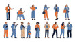 © Muflif - A diverse group of people in casual and business attire, some holding devices and bags, depicted in a flat, modern illustration style.