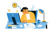 © STUDIO VECTOR - Overwhelmed businessman struggling with deadline stress at office desk