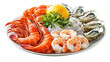 © muhammadmussab - A plate of assorted seafood including shrimp, oysters, and prawns on transparent background