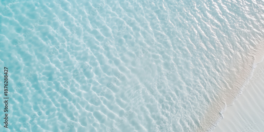 Turquoise water surface aerial view background. Summer beach tropical vibe. Bright exotic marine wallpaper.