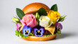 © dubogray1985 - Surreal gourmet burger concept where fresh colorful flowers replace traditional ingredients
