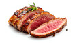 © Kursi - Juicy, sliced roasted meat with a rosemary garnish, showing a pink, medium-rare center