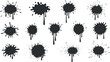 © Yana - Collection of black ink splash vector illustrations featuring various shapes and sizes for creative design projects.