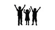 © mrvect02 - Three children standing with arms raised in joyful celebration silhouette high quality professional detailed modern elegant