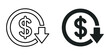 © JamesDesign - Cost reduction icon vector, showcasing financial decrease symbols with falling dollar sign, profit reduction concept, and clean vector style.