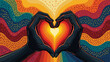 © Mira Asami - Black History Month hands holding heart abstract illustration with Pan African patterns and symbolism