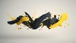 © DesignSells - Abstract black and yellow brushstrokes on a pale beige background