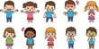 © Rawzatun - A collection of diverse cartoon children illustrations expressing various emotions and feelings, including happiness, sadness, anger, and fear.