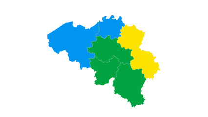  Belgium regions map colored blue, green, yellow
