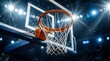 © Halima - Basketball Going Through the Hoop, basketball hoop and net in the wind