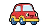 Red Cartoon Car with Smiling Face.