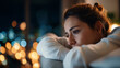 © Kateryna - Faceless depressed woman awake in night insomnia condition sleep disorder bedroom struggle restless evening mental health problem sleeplessness anxiety defocused background