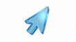 © Morgan - 3D rendered transparent blue glass computer mouse pointer icon isolated on white background,representing digital click or navigation concept