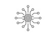 © Passatic - Central processing unit icon with radiating connections on a white background