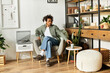 © Bliss - Handsome young african american man enjoying coffee in modern cozy home ambiance