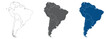 © Supatra - South America Line Map Set with White Blue and Grey Color Variations. Map of South America in plian set.