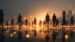 © AnastasiiaAkh - Digital network connecting people silhouettes in modern city with glowing data links