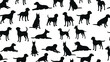 © Bappi Creatives - Dog silhouettes set showing various breeds and poses standing sitting lying pet animal black vector illustration collection