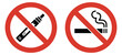 © Ayat 04 - No Vaping No Smoking Signs, red prohibition circles with cigarette and vape symbols on white background for public safety signage.