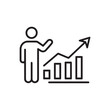 © shahariea - Minimalist Business Growth Icon Featuring Person Presenting Rising Bar Graph Performance Trends.