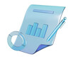 © N ON NE ON - Form test icon report chart growth investment information isolated on transparent background. Performance organization planning analysis management gradient glass holographic. 3d render illustration