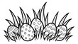 © Cezar_911 - Easter eggs in grass black and white coloring page for kids