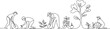 © MDROBIUL - Continuous single one line art drawing of man people planting and farming seed plan tree vector illustration. one line Art icon drawing vector