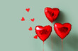 © Pixel-Shot - Heart-shaped balloons on turquoise background. Valentine's Day celebration