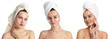 © New Africa - Beautiful women with towels on their heads, white background. Set of portraits