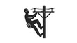 © Watirah - Lineman Working on Utility Pole Silhouette.