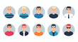 © Dieke - Set of diverse male avatars with different hairstyles and clothing styles.