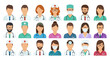 © Dieke - Diverse group of medical professionals and healthcare workers icons in various uniforms and roles.