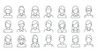 © Dieke - Set of diverse simple line icons representing various male and female avatars and profiles.