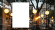 © Anuyj - Logo poster promotion design mockup. Blank empty clear glass doors for advertising banner frame template mock up displayed at the front of cafe bar restaurant or coffee shop