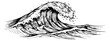 © SharpX - Hand drawn line art illustration of ocean wave depicting crashing with spray for marine and surf designs