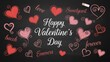© Init - Valentine's Day celebration with hearts and love words on a blackboard, viewed from directly above