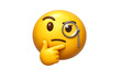 © Abode stock - Thinking face emoji with glasses and hand on chin on transparent background high quality professional detailed modern elegant stylish clean crisp