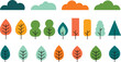 © Shamim - Stylized trees and clouds icon set vector illustration colorful forest landscape elements for nature design