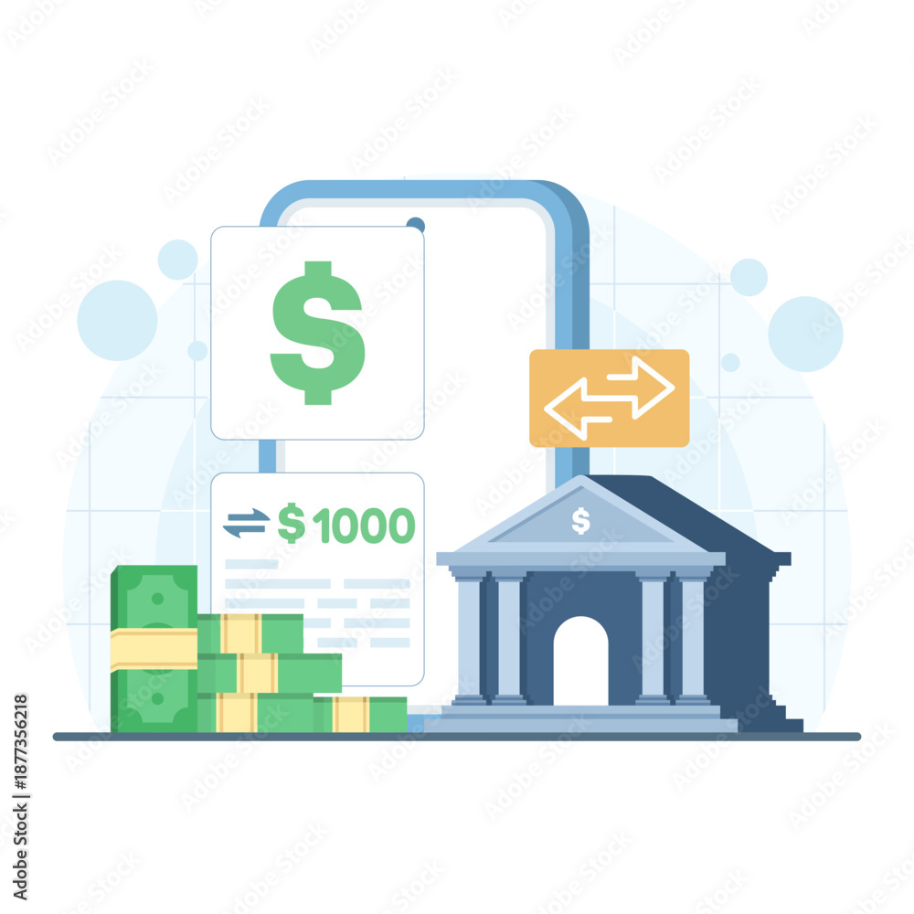 Online mobile banking concept illustration. Digital payments ...