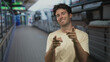 © Krakenimages.com - Man points finger at camera on cruise ship deck, bare hands forward, slight smile; playful confidence.
