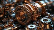 © Kadal - Close-up of complex gears in metallic gold and silver, showing the inner workings of a machine