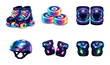 © Su - Neon roller skates and safety gear set with glowing colors