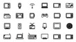 © tia - Minimalist Black and White Line Art Icons Collection of Electronic Devices, Gadgets, and Home Appliances Technology Set