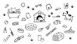© Jevgeniya Mukhitova - A large set of doodles with accessories for pet care. Pet shop, veterinary medicine, love for animals.