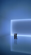 © Lustre Art Group  - Abstract composition with two people pointing at glowing wall. Concept of collaborative planning, brainstorming sessions, consulting presentations, business workshops and innovation strategy.
