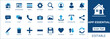 © FlatCore Studio - App essential UI icon set featuring home, dashboard, settings, search, profile, message, camera, upload, download, edit, delete, and navigation symbols for mobile and web design.