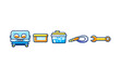 © Andrei - Set of cartoon icons: robot, basket, bucket, audio jack, wrench