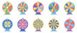 © vector gelary - Colorful fortune wheels collection with prize segments, game spin elements for lottery reward and decision concepts, bright circular wheels for gaming apps, promotional events, quizzes, giveaways
