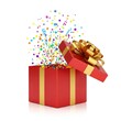 © Alam_Studio - Celebratory gift box bursting with colorful confetti isolated on white background