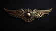 © ProtonemA - Ornate golden wings and circle emblem on a dark background, casting subtle shadows